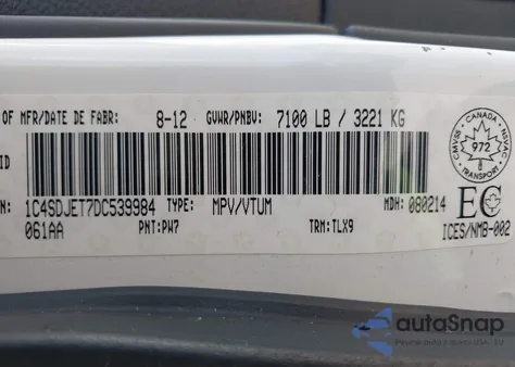 2013 Dodge Durango Citadel z USA, uszkodzony, nr VIN 1C4SDJET7DC539984